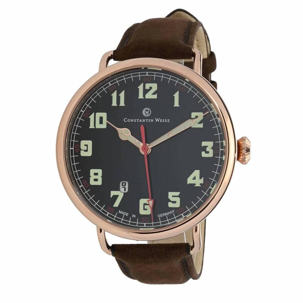 NEW CONSTANTIN WEISZ men's 45mm big pilot 1926 automatic strap watch in rosetone